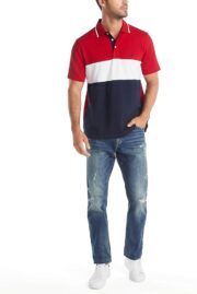 Nautica Men's Short Sleeve 100% Cotton Pique Color Block Polo Shirt - Image 5