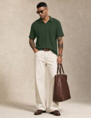 JMIERR Mens Polo Shirt Textured Knit Button Casual Short Sleeve Summer Vacation Beach Stretchy - Image 7