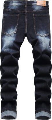 JUNBAOSS Men's Slim Fit Stretch Jeans Ripped Skinny Jeans for Men, Distressed Straight Leg Fashion Comfort Flex Waist Pants - Image 3