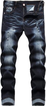 JUNBAOSS Men's Slim Fit Stretch Jeans Ripped Skinny Jeans for Men, Distressed Straight Leg Fashion Comfort Flex Waist Pants - Image 4