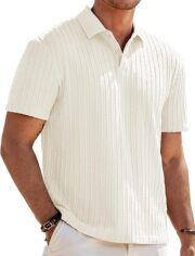 JMIERR Mens Casual Polo Shirt Summer Short Sleeve Vacation Button Beach Knit Stretchy Golf Shirts - Image 4