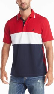 Nautica Men's Short Sleeve 100% Cotton Pique Color Block Polo Shirt - Image 6
