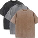 3 Pcs Men's Oversized Heavy Cotton Summer T-Shirts Vintage Tee Loose Fit Short Sleeve Casual Tshirts
