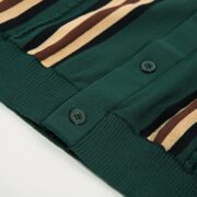 PJ PAUL JONES Mens Polo Shirts Vintage Striped Button Down Knitted Golf Shirts - Image 6