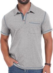 Sailwind Men's Short Sleeve Polo Shirts Casual Summer Classic Collared Golf Shirt with Pocket - Image 4